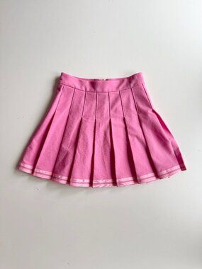 Aritzia SUNDAY BEST Olive Pink Stretch Twill Pleated Micro Mini Skirt, Size 00